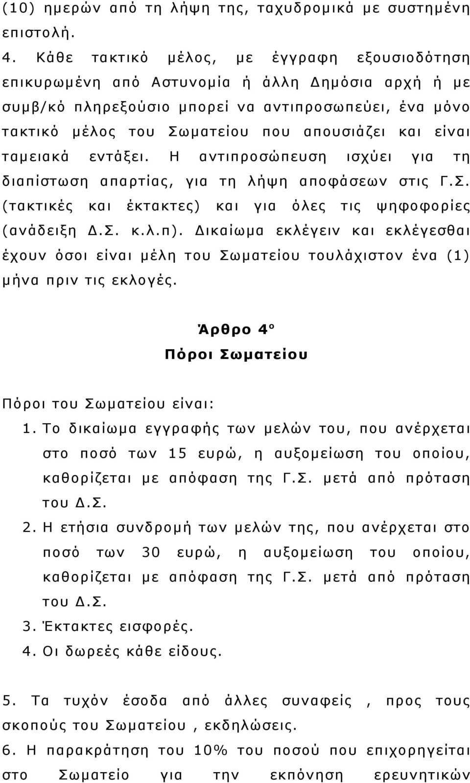 είναι ταμειακά εντάξει. Η αντιπροσώπευση ισχύει για τη διαπίστωση απαρτίας, για τη λήψη αποφάσεων στις Γ.Σ. (τακτικές και έκτακτες) και για όλες τις ψηφοφορίες (ανάδειξη Δ.Σ. κ.λ.π).