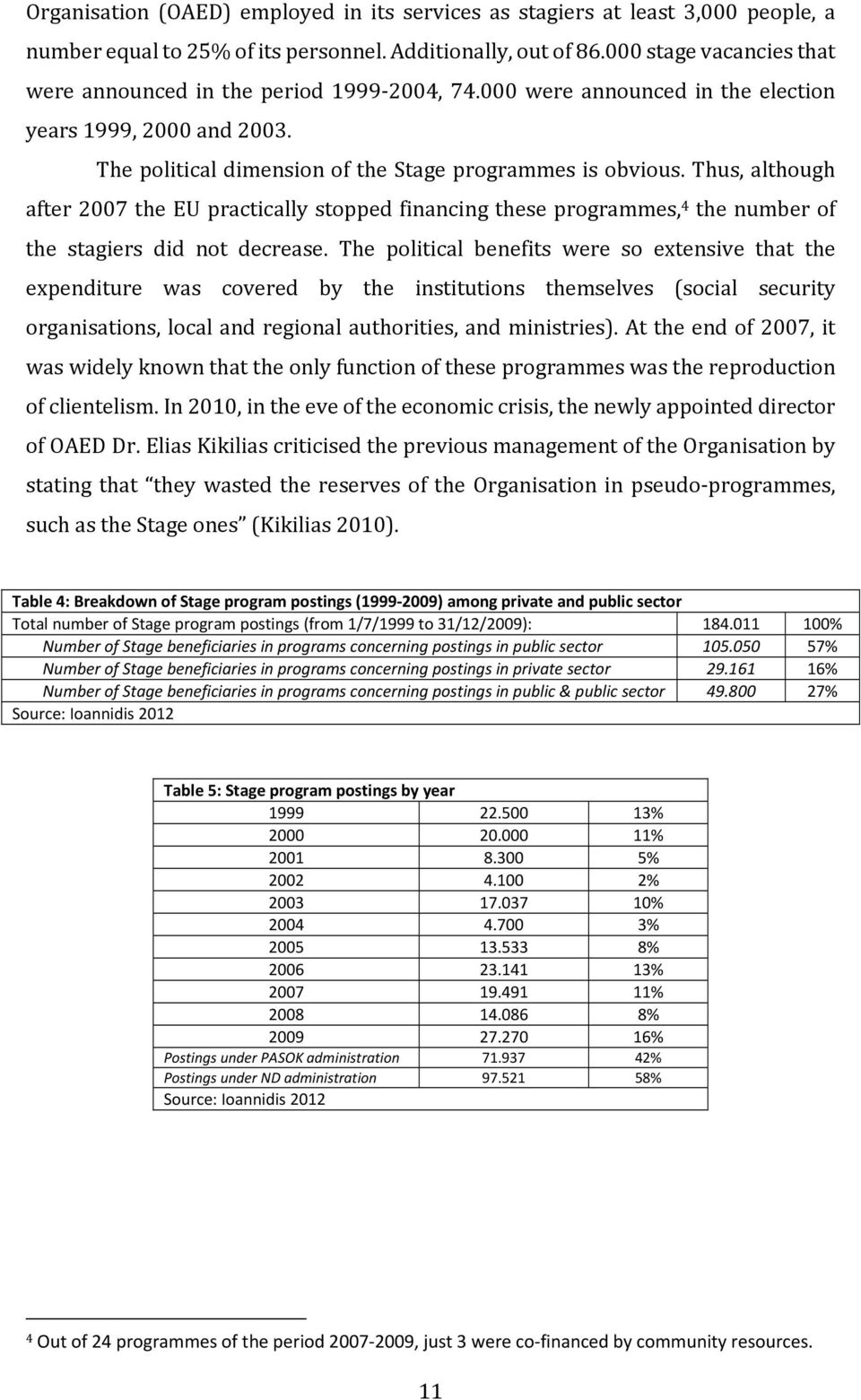 Thus, although after 2007 the EU practically stopped financing these programmes, 4 the number of the stagiers did not decrease.