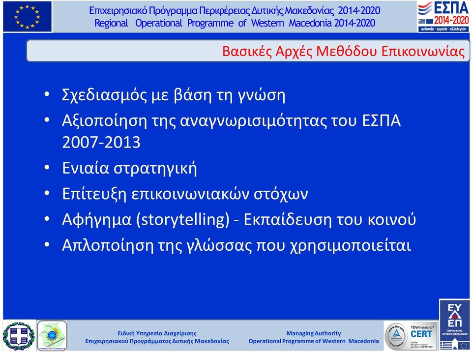 στρατηγική Επίτευξη επικοινωνιακών στόχων Αφήγημα