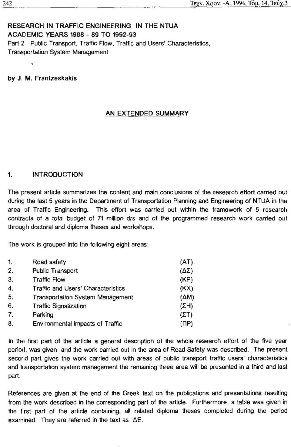 Franlzeskakis ΑΝ EXTENDED SUMr,1ARY 1.