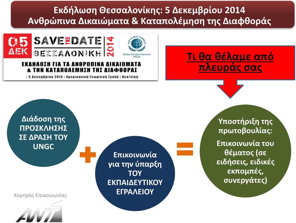 Χορηγός Επικοινωνίας Επικοινωνία για την ύπαρξη ΤΟΥ ΕΚΠΑΙΔΕΥΤΙΚΟΥ ΕΓΡΑΛΕΙΟΥ