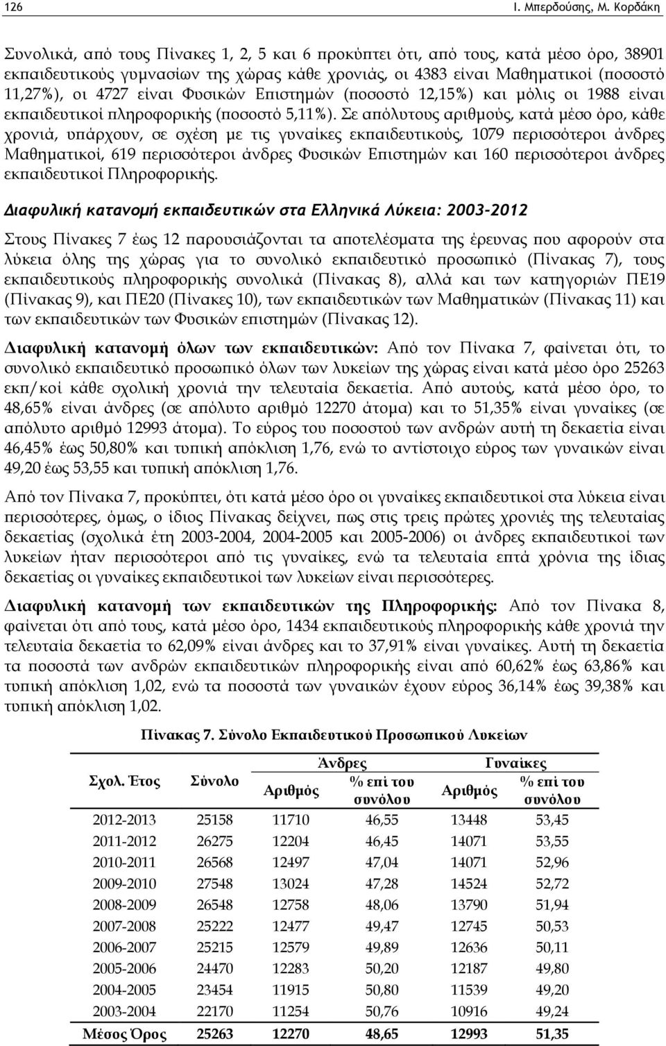 είναι Φυσικών Επιστημών (ποσοστό 12,15%) και μόλις οι 1988 είναι εκπαιδευτικοί πληροφορικής (ποσοστό 5,11%).