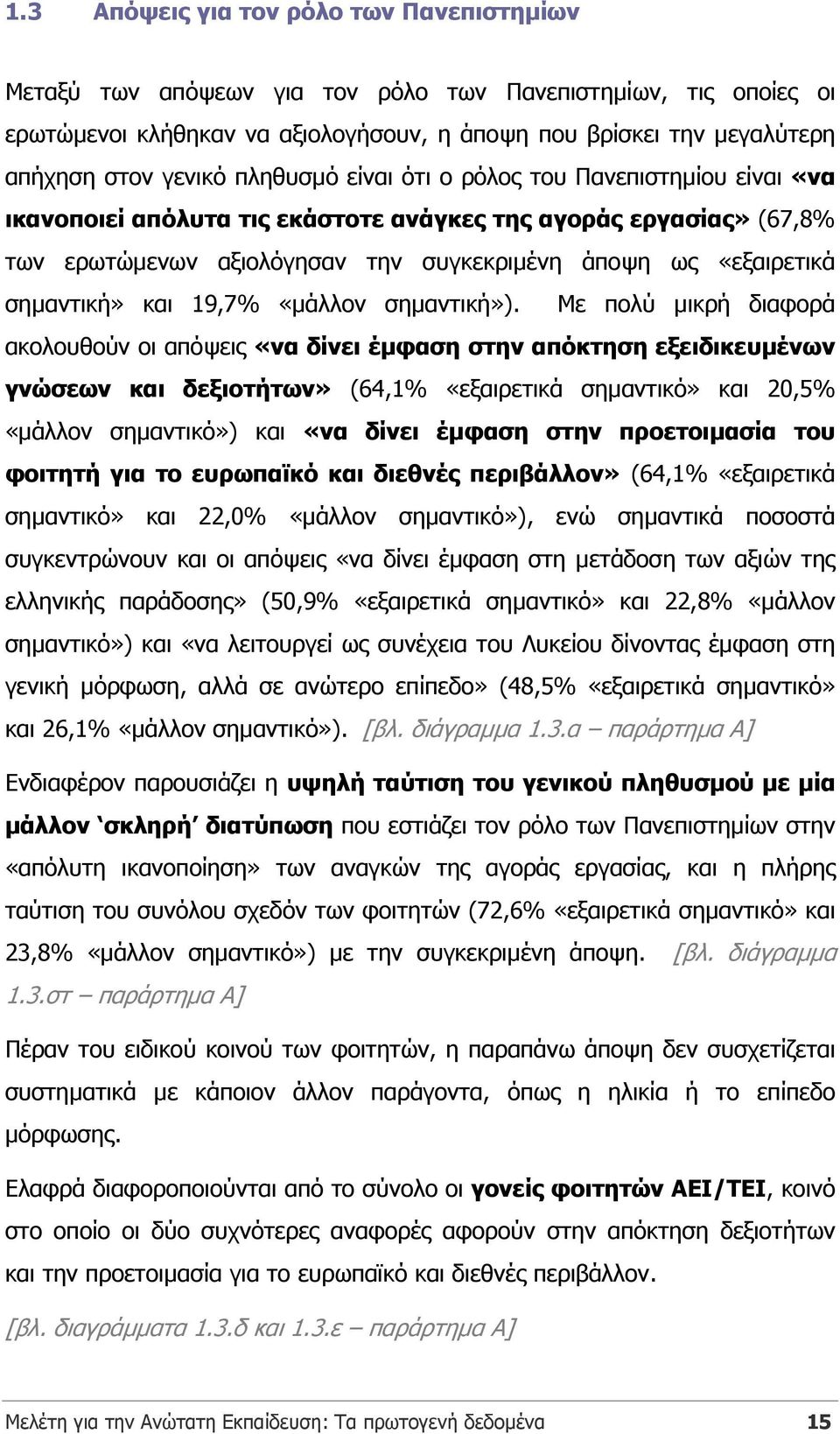 και 19,7% «µάλλον σηµαντική»).