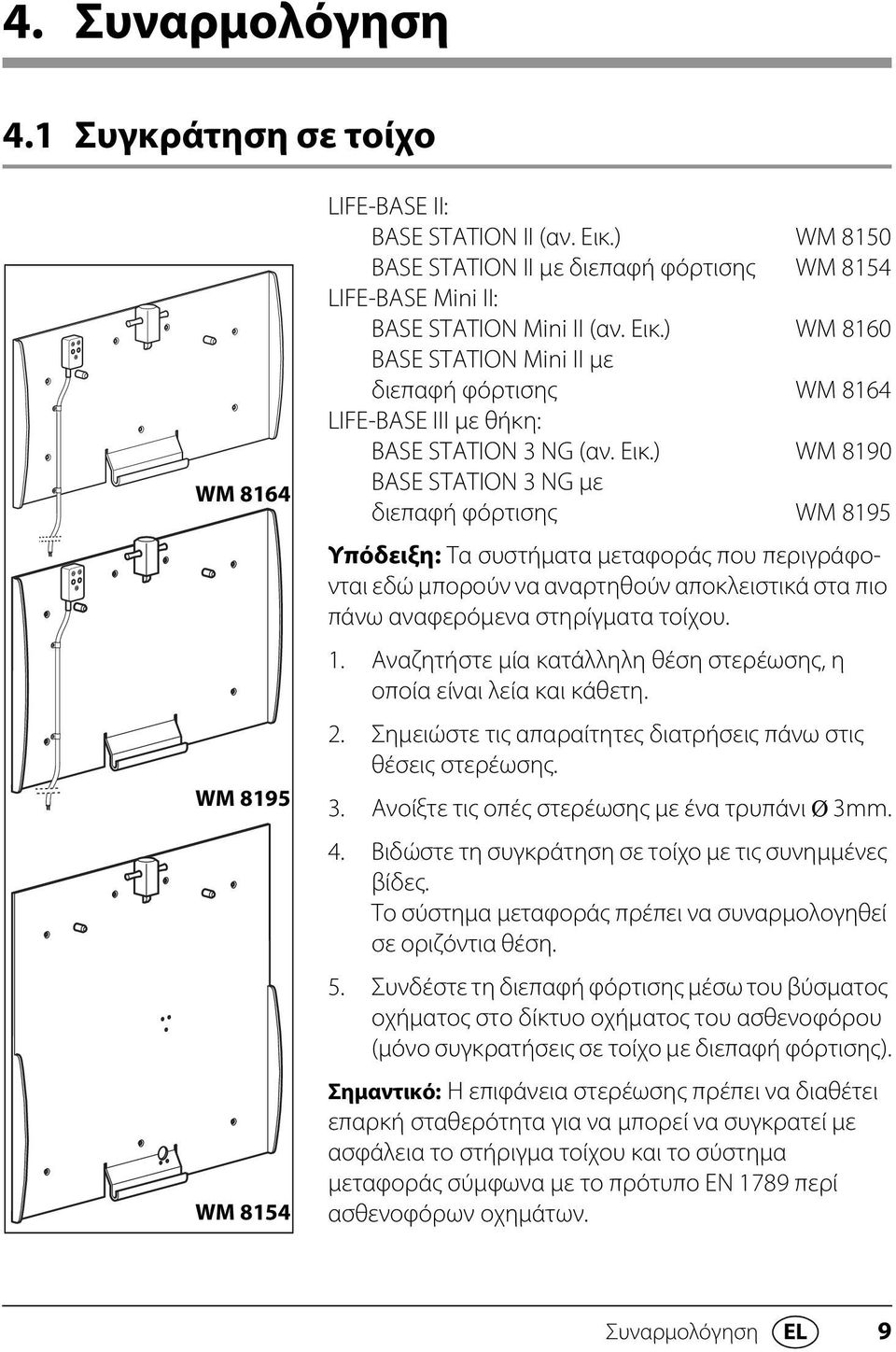 ) WM 8160 BASE STATION Mini II με διεπαφή φόρτισης WM 8164 LIFE-BASE III με θήκη: BASE STATION 3 NG (αν. Εικ.