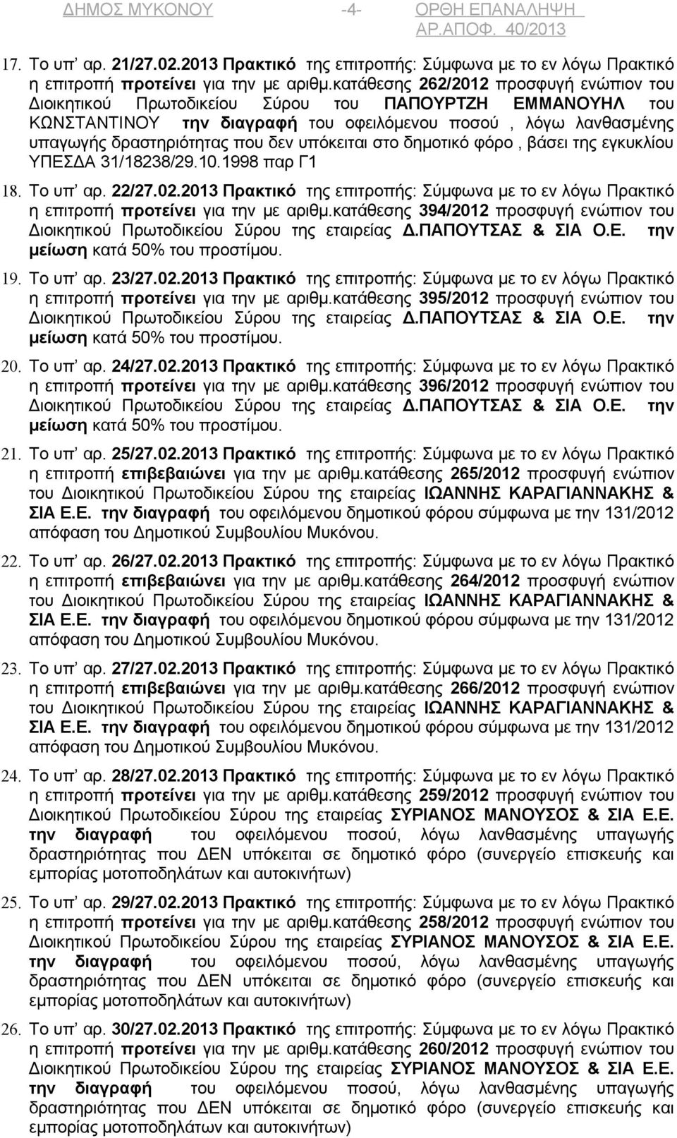 υπόκειται στο δημοτικό φόρο, βάσει της εγκυκλίου ΥΠΕΣΔΑ 31/18238/29.10.1998 παρ Γ1 18. Το υπ αρ. 22/27.02.