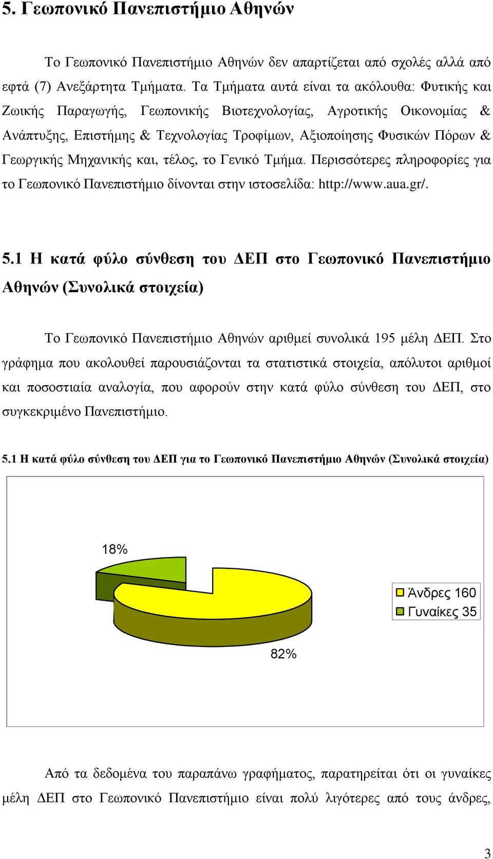 Μηχανικής και, τέλος, το Γενικό Τμήμα. Περισσότερες πληροφορίες για το Γεωπονικό Πανεπιστήμιο δίνονται στην ιστοσελίδα: http://www.aua.gr/.