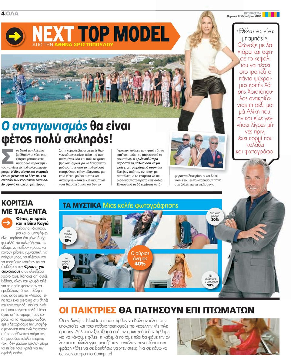 NEXT TOP MODEL ΑΠΟ ΤΗΝ ΑΘΗΝΑ ΧΡΙΣΤΟΠΟΥΛΟΥ Ο ανταγωνισμός θα είναι φέτος πολύ σκληρός! Στην κυριολεξία, οι φετινές διαγωνιζόμενες είναι πολύ πιο ανεπτυγμένες.