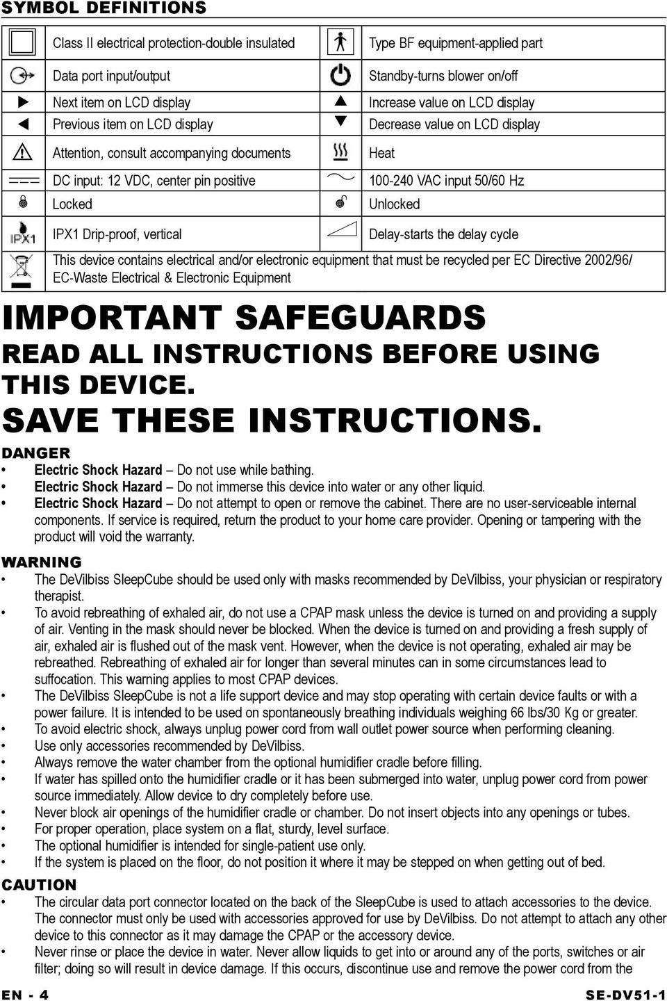 Drip-proof, vertical Heat Delay-starts the delay cycle This device contains electrical and/or electronic equipment that must be recycled per EC Directive 2002/96/ EC-Waste Electrical & Electronic