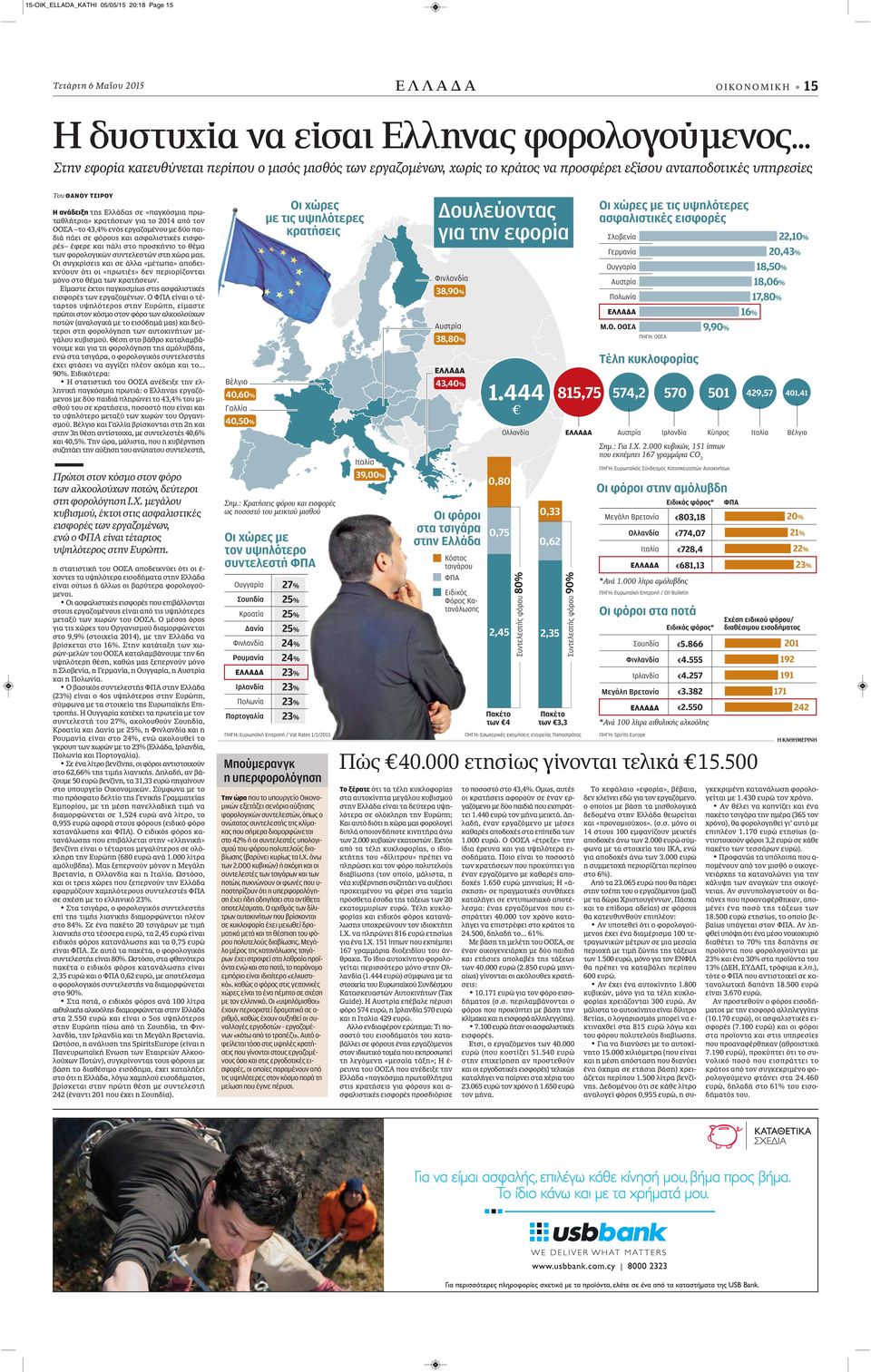 κρατήσεων για το 2014 από τον ΟΟΣΑ το 43,4% ενός εργαζομένου με δύο παιδιά πάει σε φόρους και ασφαλιστικές εισφορές έφερε και πάλι στο προσκήνιο το θέμα των φορολογικών συντελεστών στη χώρα μας.