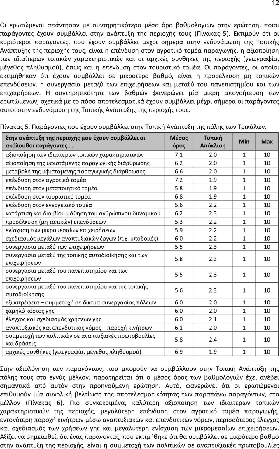 ιδιαίτερων τοπικών χαρακτηριστικών και οι αρχικές συνθήκες της περιοχής (γεωγραφία, μέγεθος πληθυσμού), όπως και η επένδυση στον τουριστικό τομέα.