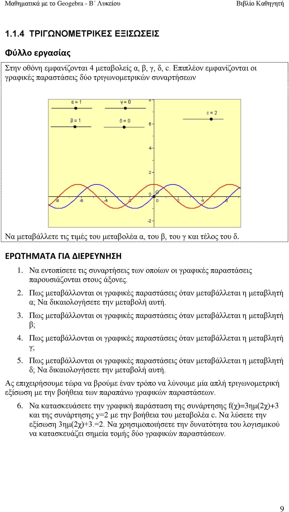 Να εληνπίζεηε ηηο ζπλαξηήζεηο ησλ νπνίσλ νη γξαθηθέο παξαζηάζεηο παξνπζηάδνληαη ζηνπο άμνλεο. 2.