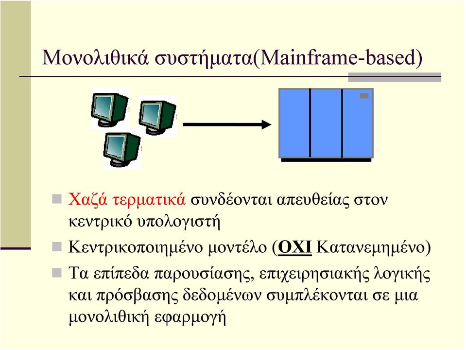 (ΟΧΙ Κατανεμημένο) Τα επίπεδα παρουσίασης, επιχειρησιακής