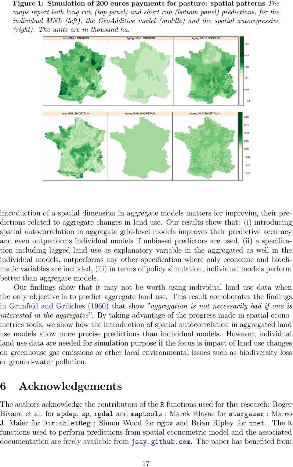 GAM.SHORTRUN Agreg.SAR.SHORTRUN 0.20 0.15 0.10 0.05 0.00 0.05 0.10 0.15 introduction of a spatial dimension in aggregate models matters for improving their predictions related to aggregate changes in land use.