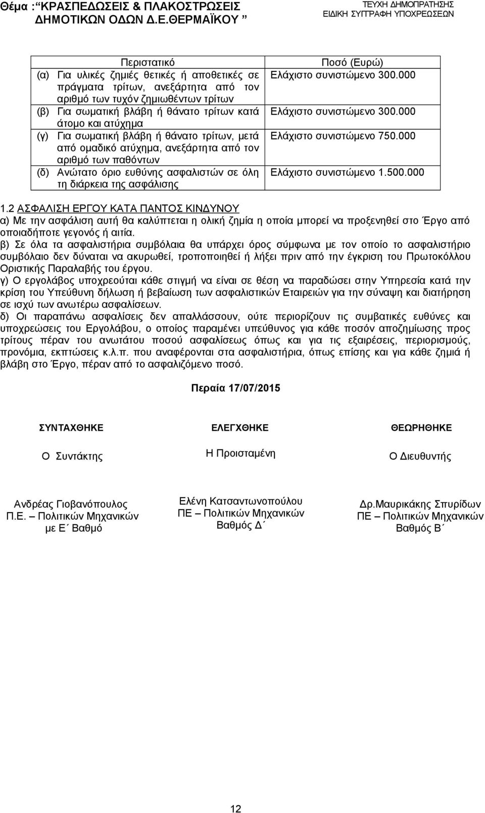 300.000 Ελάχιστο συνιστώμενο 300.000 Ελάχιστο συνιστώμενο 750.000 Ελάχιστο συνιστώμενο 1.500.000 1.