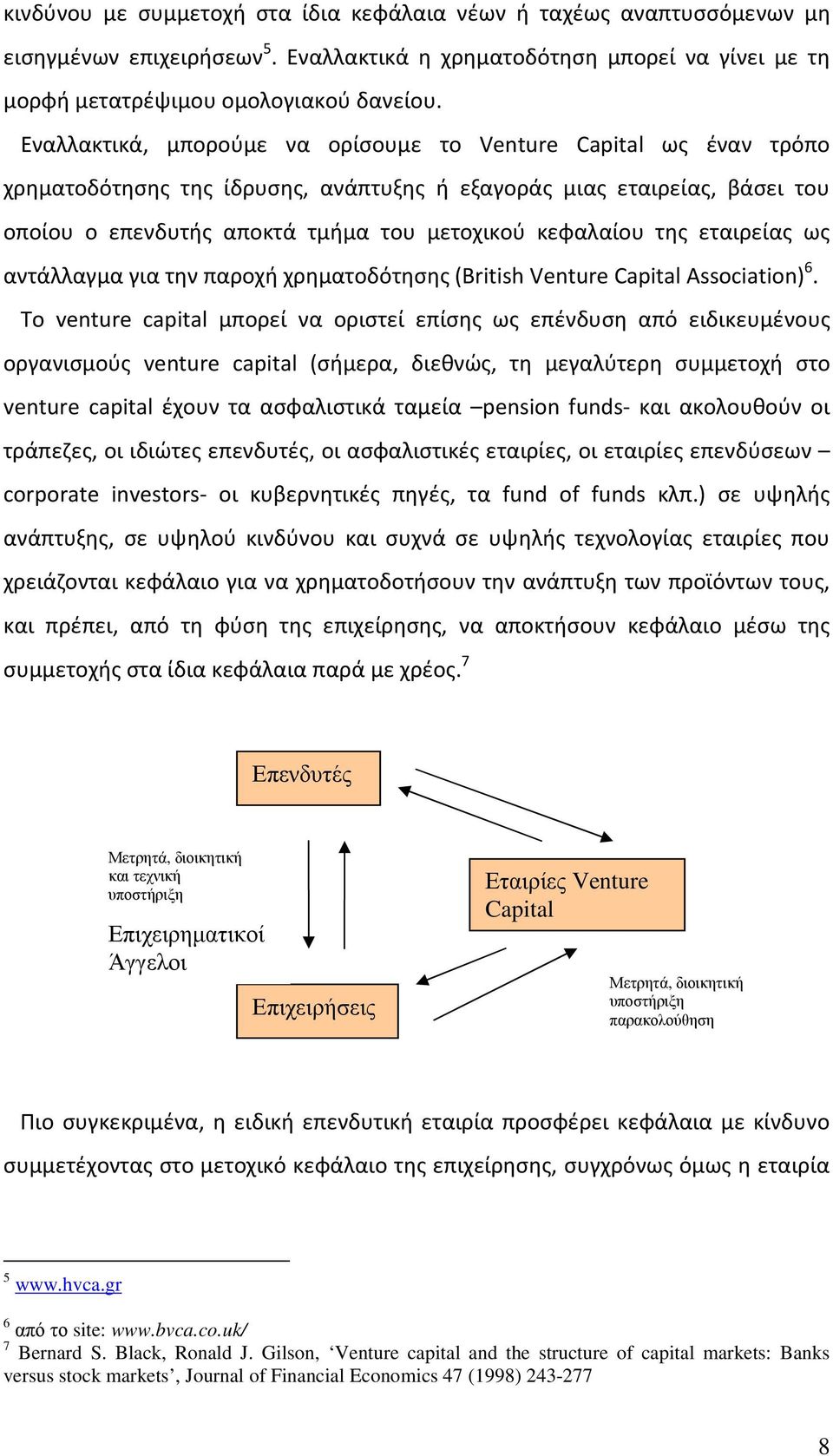 της εταιρείας ως αντάλλαγμα για την παροχή χρηματοδότησης (British Venture Capital Association) 6.