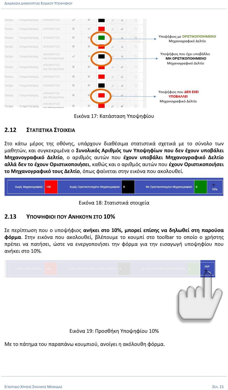 Μηχανογραφικό τους Δελτίο, όπως φαίνεται στην εικόνα που ακολουθεί. Εικόνα 18: Στατιστικά στοιχεία 2.