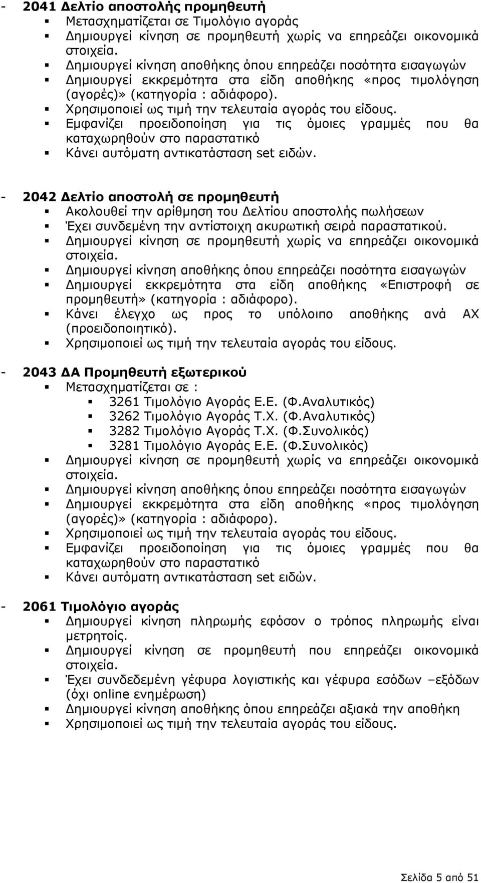 Εμφανίζει προειδοποίηση για τις όμοιες γραμμές που θα καταχωρηθούν στο παραστατικό Κάνει αυτόματη αντικατάσταση set ειδών.