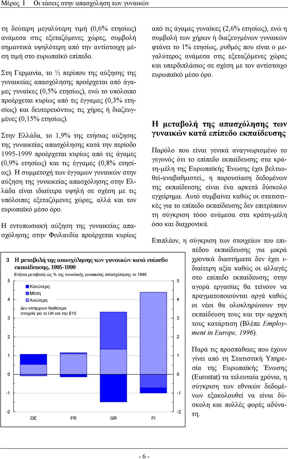 Στη Γερµανία, το ½ περίπου της αύξησης της γυναικείας απασχόλησης προέρχεται από άγα- µες γυναίκες (0,5% ετησίως), ενώ το υπόλοιπο προέρχεται κυρίως από τις έγγαµες (0,3% ετησίως) και δευτερευόντως