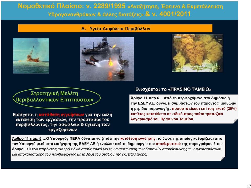 εργαζομένων Ενισχύεται το «ΠΡΑΣΙΝΟ ΤΑΜΕΙΟ» Άρθρο 11 παρ 6 Από το περιερχόμενο στο Δημόσιο ή την ΕΔΕΥ ΑΕ, δυνάμει συμβάσεων του παρόντος, μίσθωμα ή μερίδιο παραγωγής, ποσοστό είκοσι επί τοις εκατό