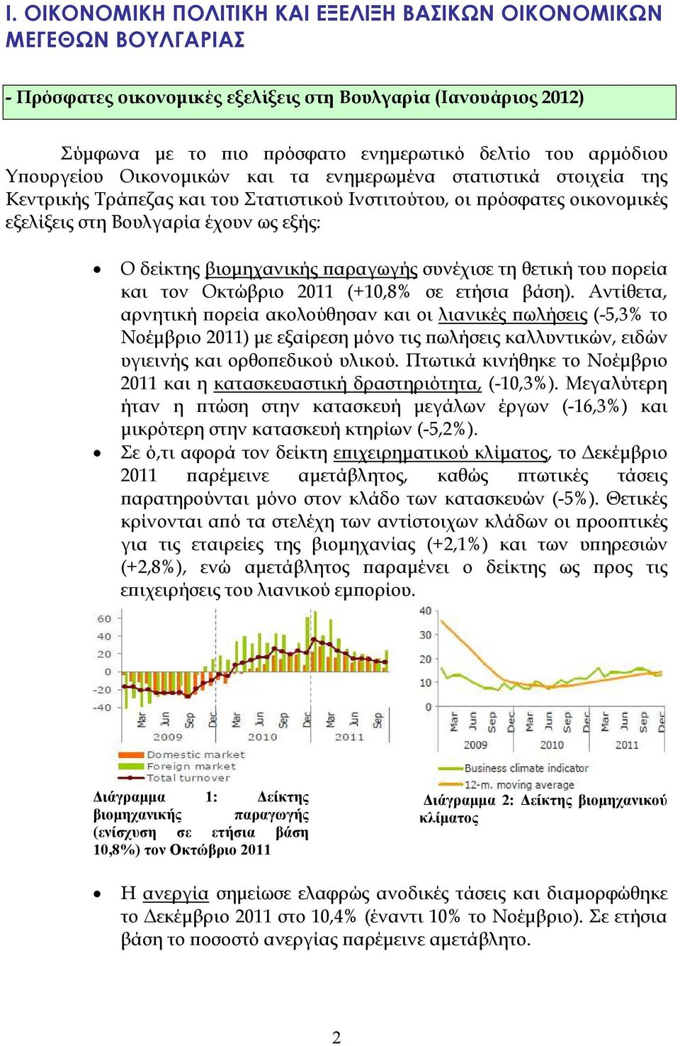 βιοµηχανικής ϖαραγωγής συνέχισε τη θετική του ϖορεία και τον Οκτώβριο 2011 (+10,8% σε ετήσια βάση).