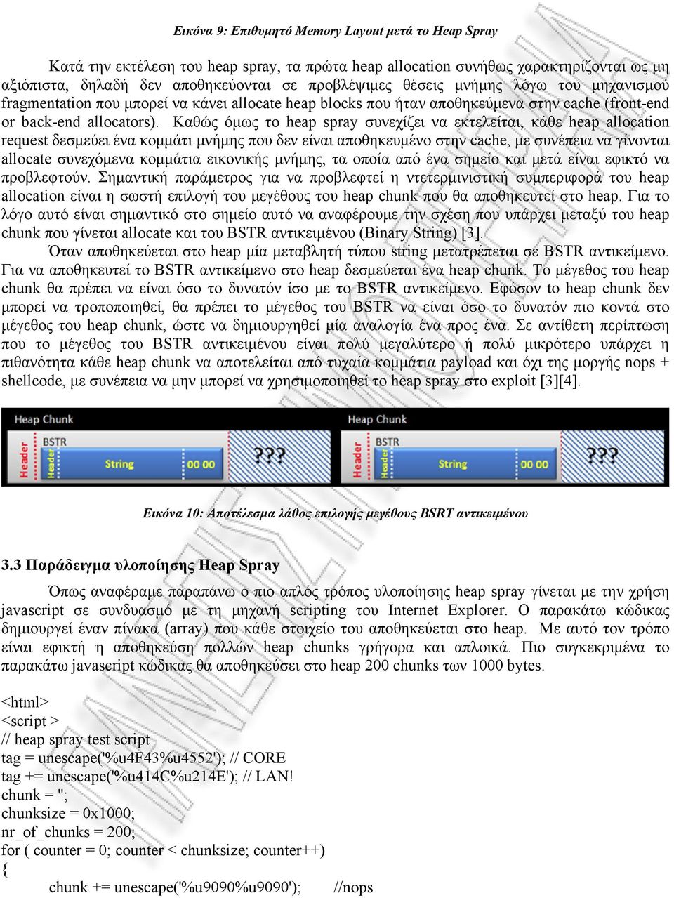 Καθώς όμως το heap spray συνεχίζει να εκτελείται, κάθε heap allocation request δεσμεύει ένα κομμάτι μνήμης που δεν είναι αποθηκευμένο στην cache, με συνέπεια να γίνονται allocate συνεχόμενα κομμάτια