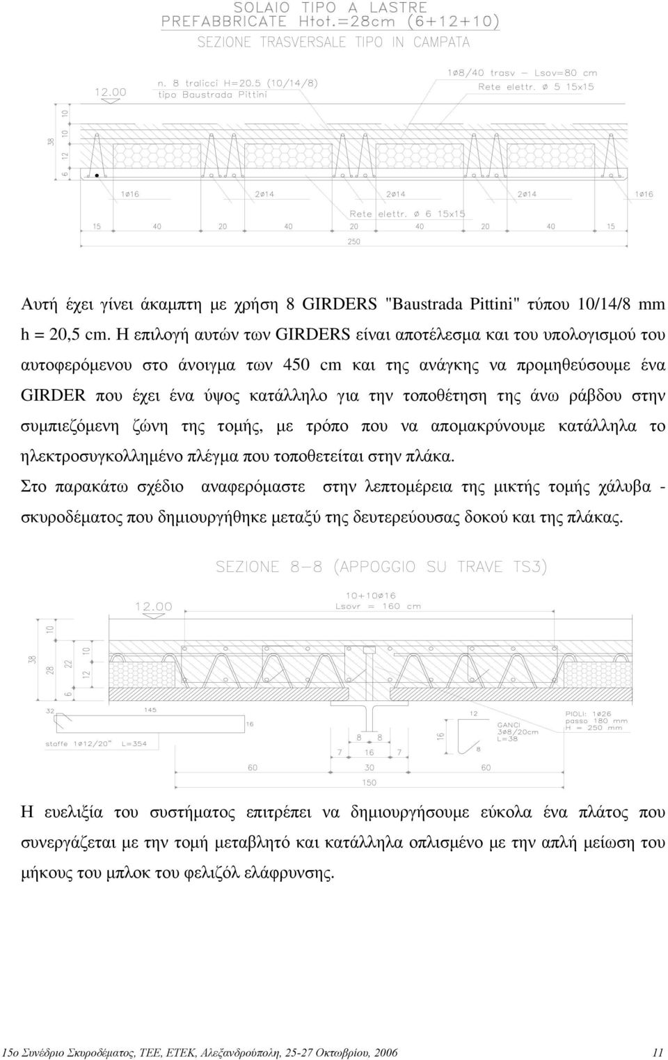 της άνω ράβδου στην συμπιεζόμενη ζώνη της τομής, με τρόπο που να απομακρύνουμε κατάλληλα το ηλεκτροσυγκολλημένο πλέγμα που τοποθετείται στην πλάκα.