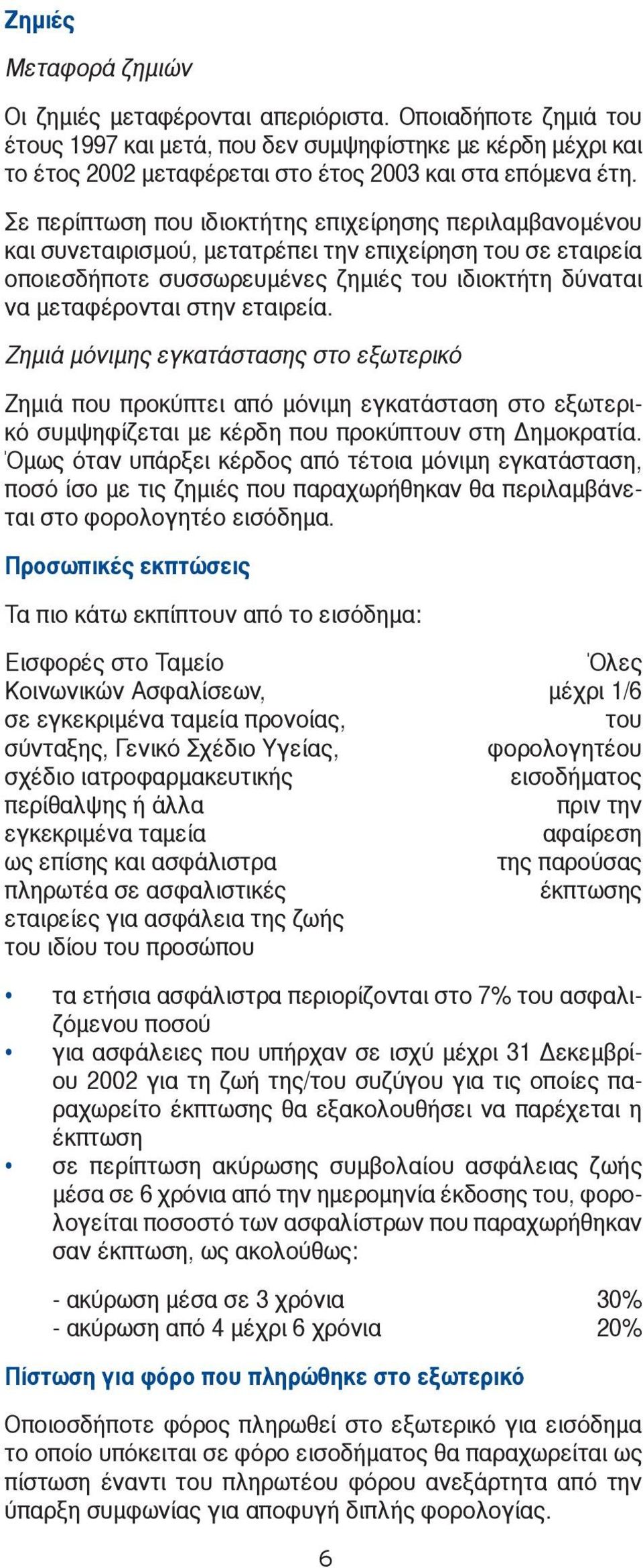 Σε περίπτωση που ιδιοκτήτης επιχείρησης περιλαμβανομένου και συνεταιρισμού, μετατρέπει την επιχείρηση του σε εταιρεία οποιεσδήποτε συσσωρευμένες ζημιές του ιδιοκτήτη δύναται να μεταφέρονται στην