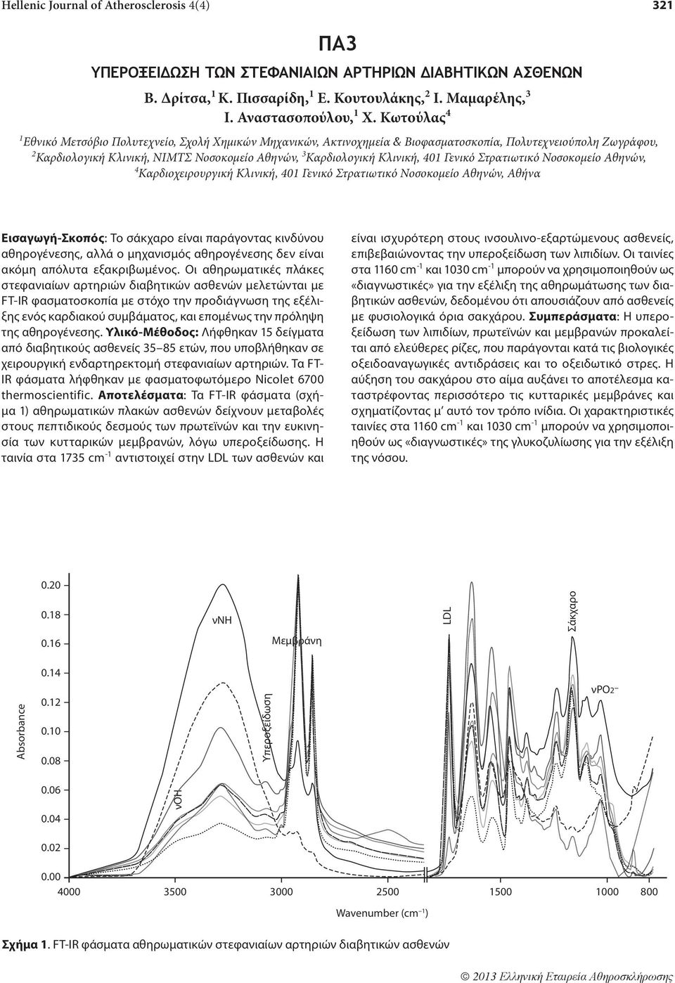 401 Γενικό Στρατιωτικό Νοσοκομείο Αθηνών, 4 Καρδιοχειρουργική Κλινική, 401 Γενικό Στρατιωτικό Νοσοκομείο Αθηνών, Αθήνα Εισαγωγή-Σκοπός: Το σάκχαρο είναι παράγοντας κινδύνου αθηρογένεσης, αλλά ο