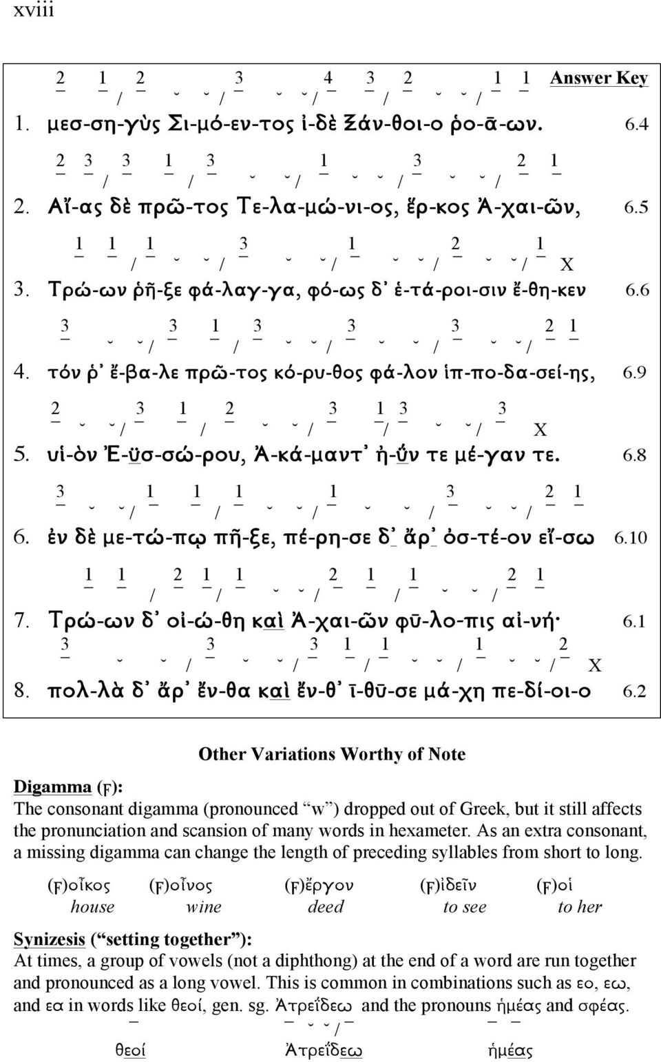 9 2 3 1 2 3 1 3 3 / / / / / Χ 5. υἱ-ὸν Ἐ-ϋσ-σώ-ρου, Ἀ-κά-µαντ ἠ-ΰν τε µέ-γαν τε. 6.8 3 1 1 1 1 3 2 1 / / / / / 6. ἐν δὲ µε-τώ-πῳ πῆ-ξε, πέ-ρη-σε δ ἄρ ὀσ-τέ-ον εἴ-σω 6.