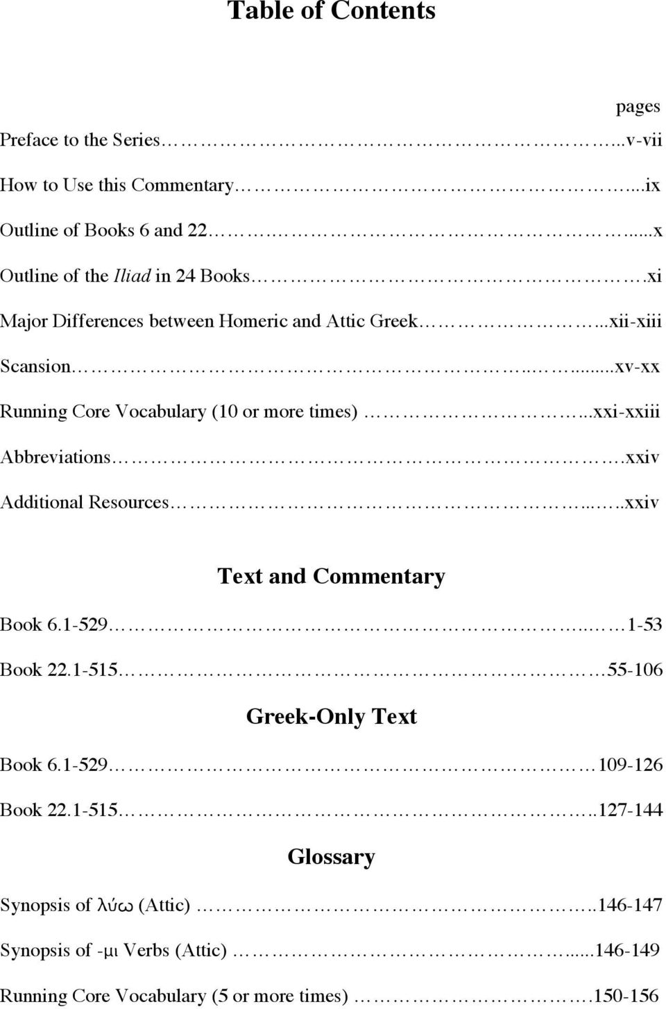 ..xxi-xxiii Abbreviations.xxiv Additional Resources.....xxiv Text and Commentary Book 6.1-529.. 1-53 Book 22.1-515 55-106 Greek-Only Text Book 6.