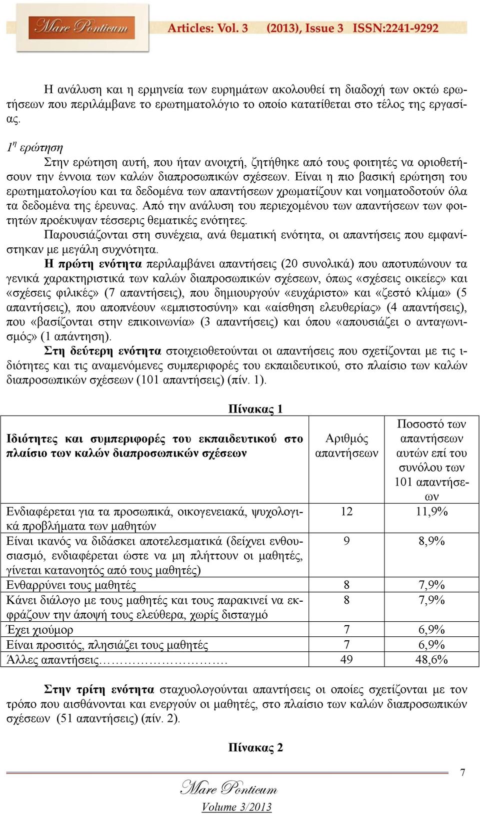 Είναι η πιο βασική ερώτηση του ερωτηματολογίου και τα δεδομένα των απαντήσεων χρωματίζουν και νοηματοδοτούν όλα τα δεδομένα της έρευνας.