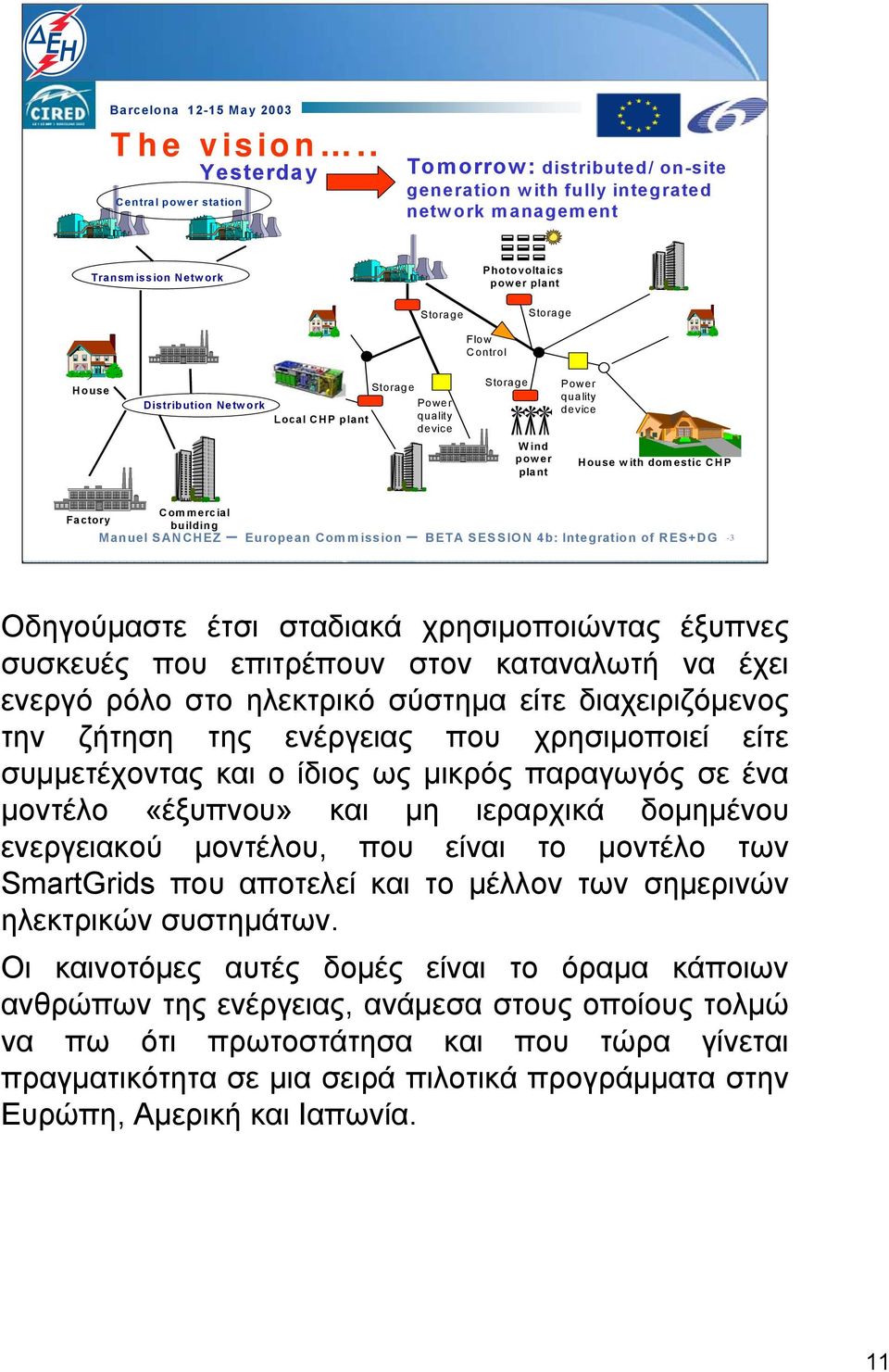 Distribution Network Storage Power Local CHP plant quality device Storage Wind power plant Power quality device House with domestic CHP Factory Commercial building Manuel SANCHEZ European Commission