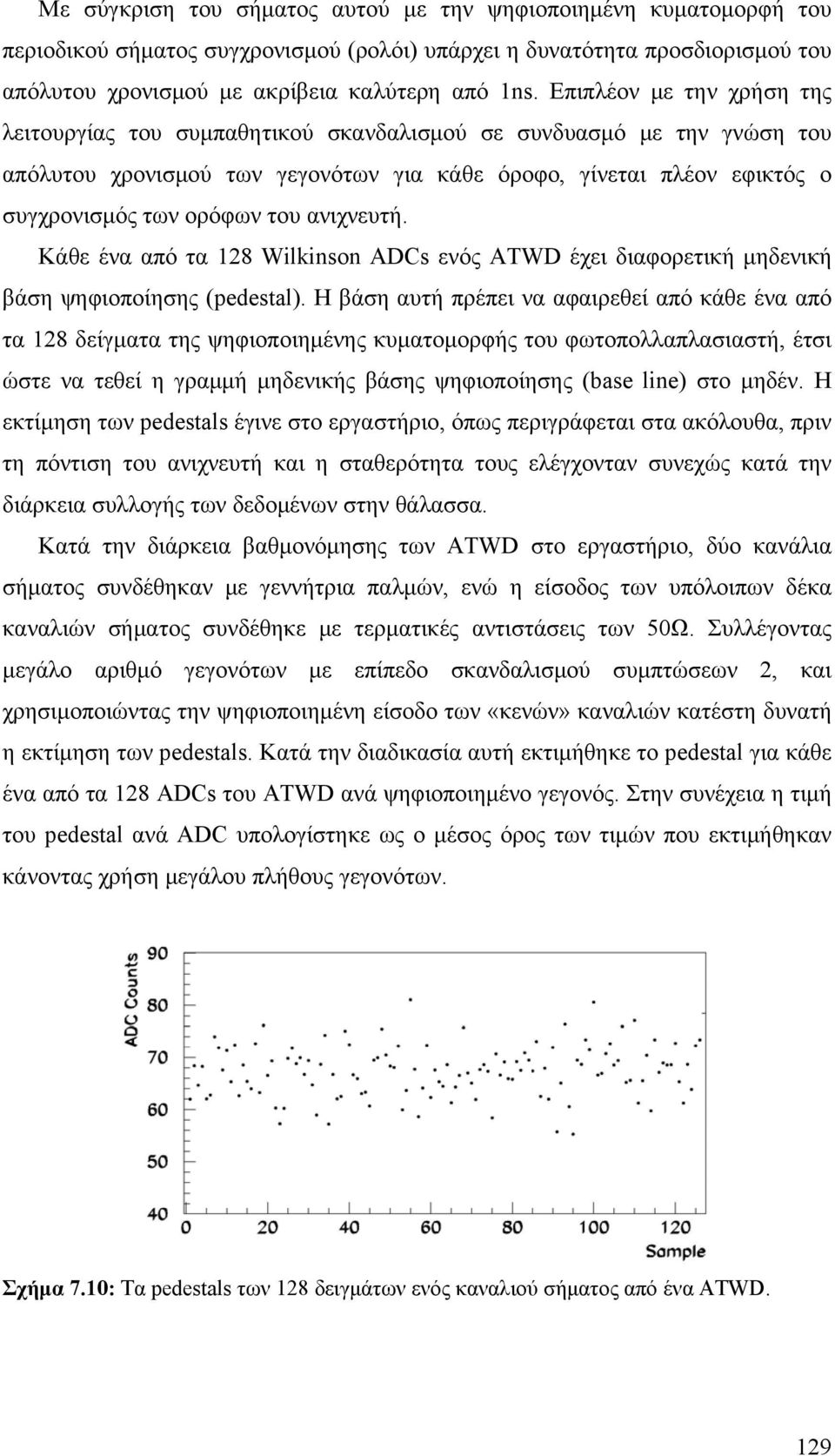 ανιχνευτή. Κάθε ένα από τα 128 Wilkinson ADCs ενός ATWD έχει διαφορετική μηδενική βάση ψηφιοποίησης (pedestal).