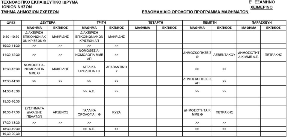 ΑΡΑΒΑΝΤΙΝΟ Υ 13:30-14:30 ΔΗΜΟΣΚΟΠΗ