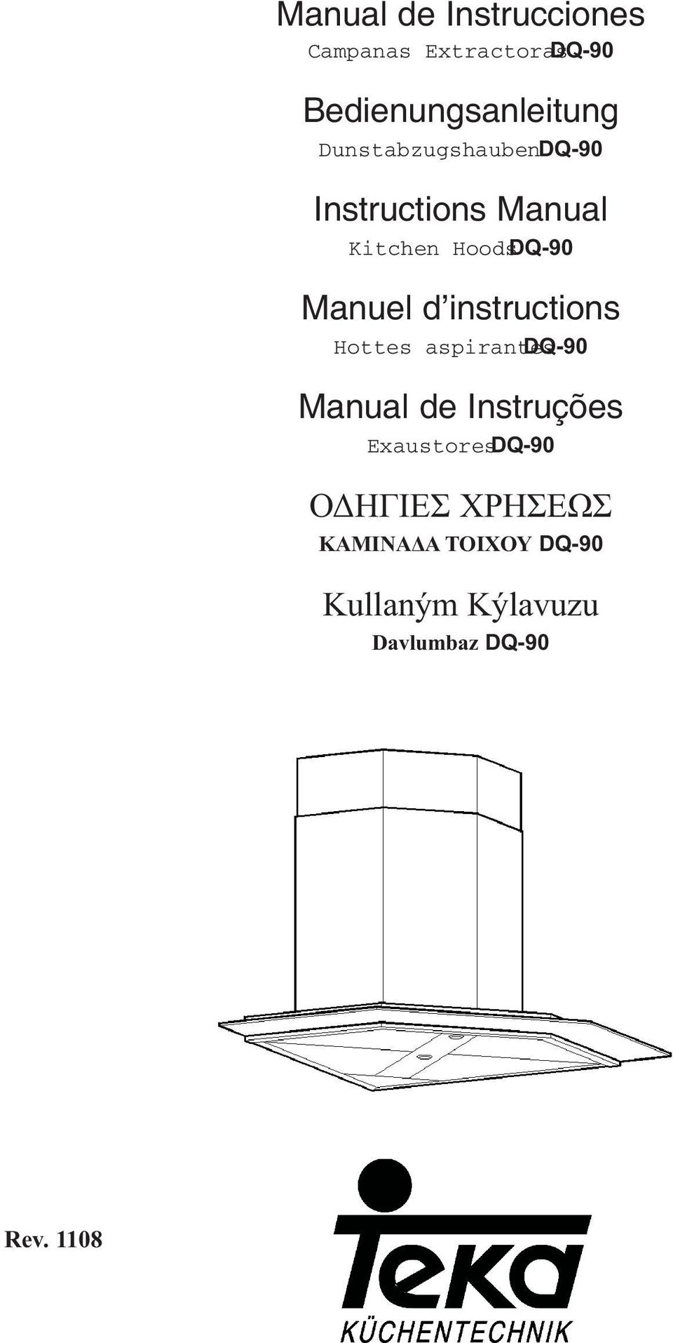 instructions Hottes aspirantes DQ-90 Manual de Instruções Exaustores DQ-90