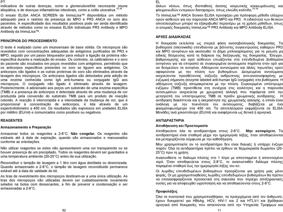 A especificidade dos resultados positivos pode ser ainda identificada através de métodos como os ensaios ELISA individuais PR3 Antibody e MPO Antibody da ImmuLisa.