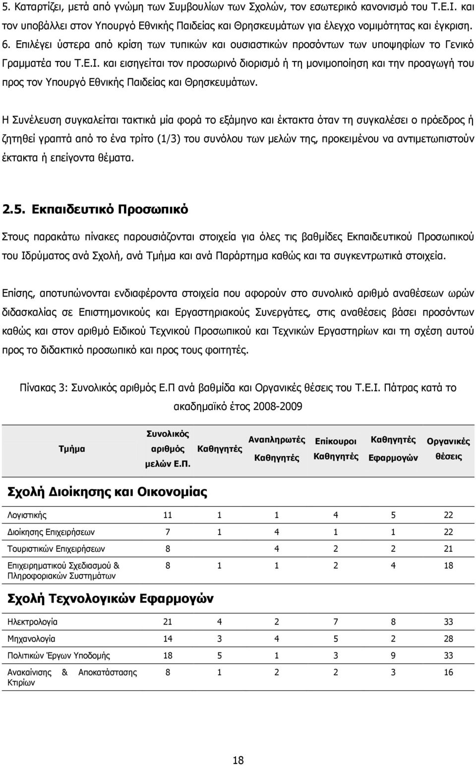 και εισηγείται τον προσωρινό διορισμό ή τη μονιμοποίηση και την προαγωγή του προς τον Υπουργό Εθνικής Παιδείας και Θρησκευμάτων.