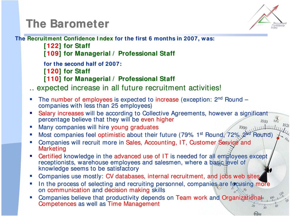 The number of employees is expected to increase (exception: 2 nd Round companies with less than 25 employees) Salary increases will be according to Collective Agreements, however a significant nt