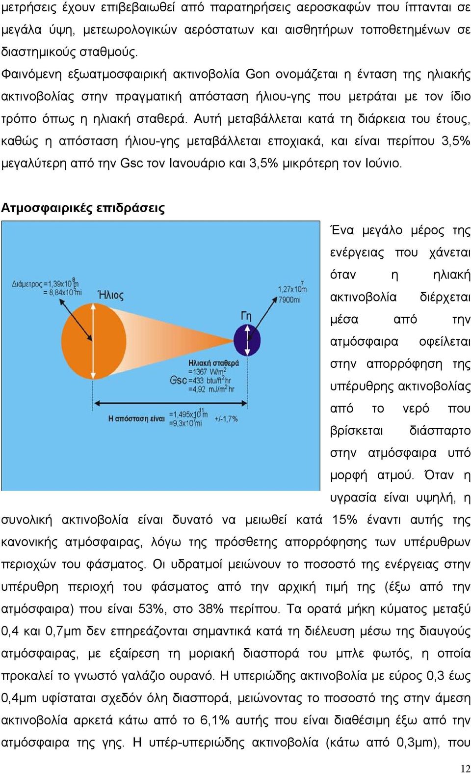 Αυτή µεταβάλλεται κατά τη διάρκεια του έτους, καθώς η απόσταση ήλιου-γης µεταβάλλεται εποχιακά, και είναι περίπου 3,5% µεγαλύτερη από την Gsc τον Ιανουάριο και 3,5% µικρότερη τον Ιούνιο.