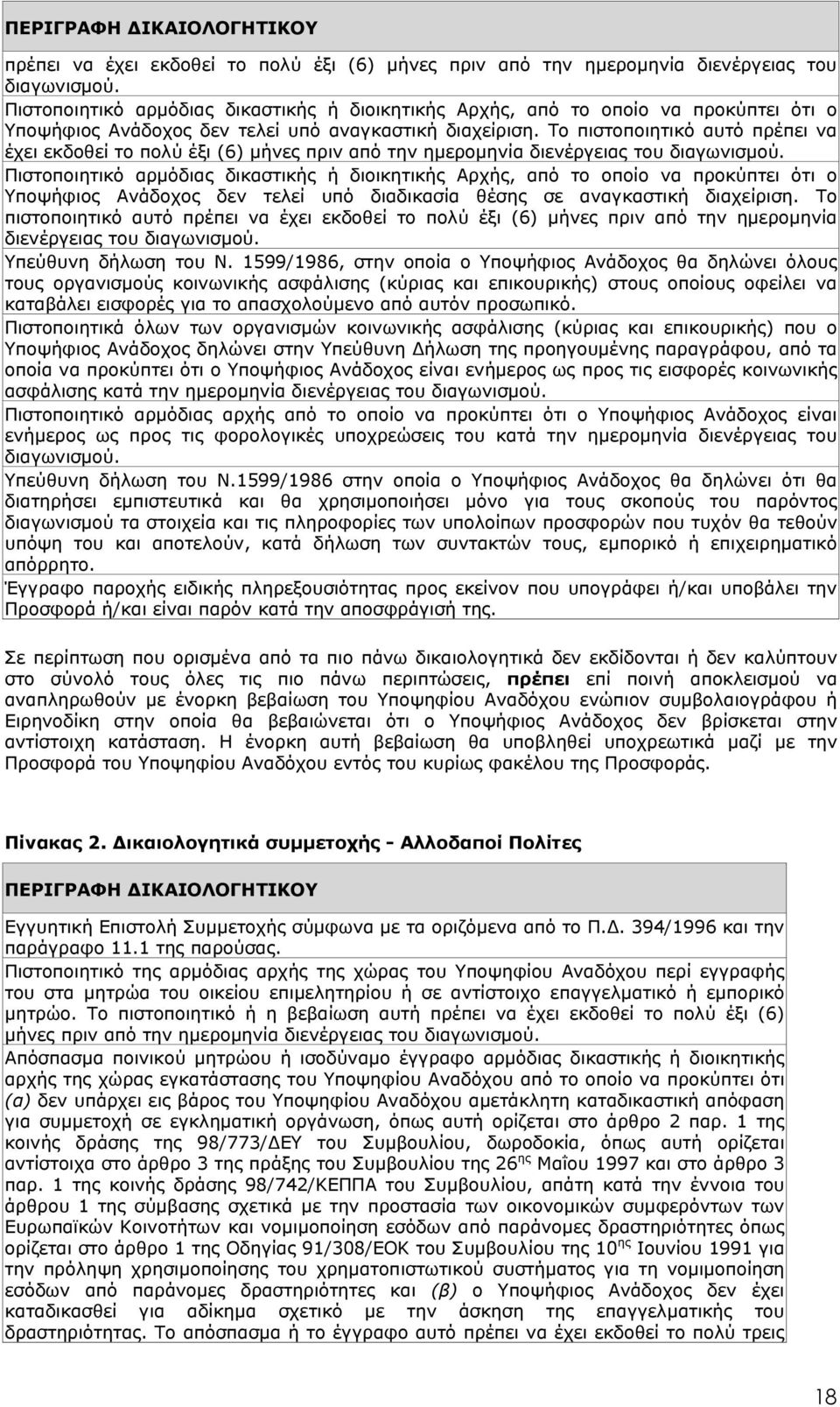 Το πιστοποιητικό αυτό πρέπει να έχει εκδοθεί το πολύ έξι (6) μήνες πριν από την ημερομηνία διενέργειας του διαγωνισμού.
