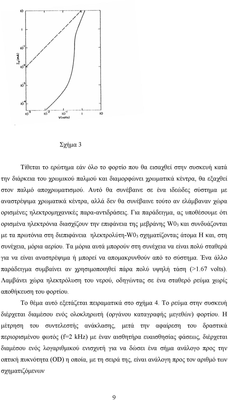 Για παράδειγμα, ας υποθέσουμε ότι ορισμένα ηλεκτρόνια διασχίζουν την επιφάνεια της μεβράνης W0 3 και συνδυάζονται με τα πρωτόνια στη διεπιφάνεια ηλεκτρολύτη-w0 3 σχηματίζοντας άτομα Η και, στη