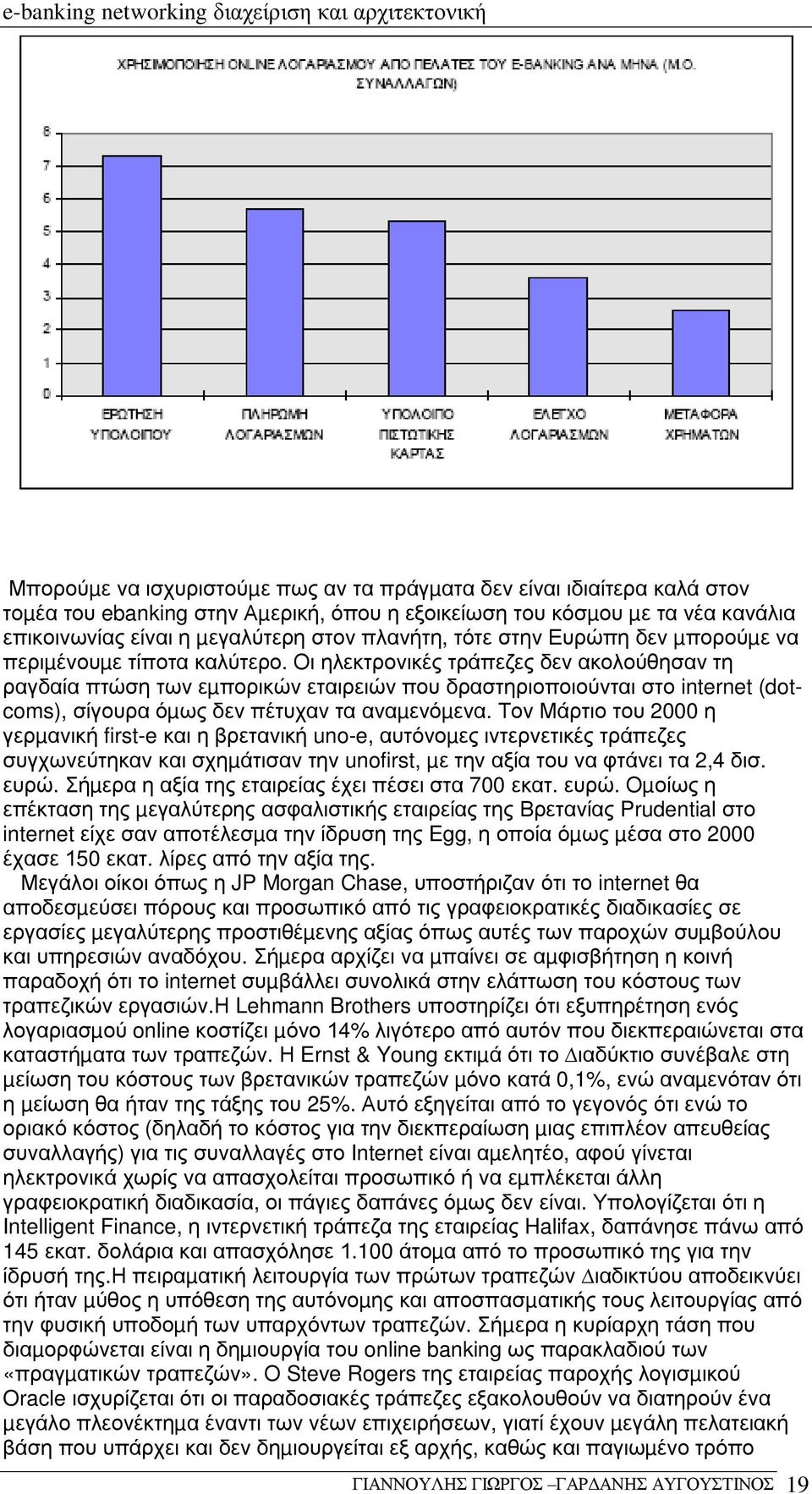 Οι ηλεκτρονικές τράπεζες δεν ακολούθησαν τη ραγδαία πτώση των εµπορικών εταιρειών που δραστηριοποιούνται στο internet (dotcoms), σίγουρα όµως δεν πέτυχαν τα αναµενόµενα.
