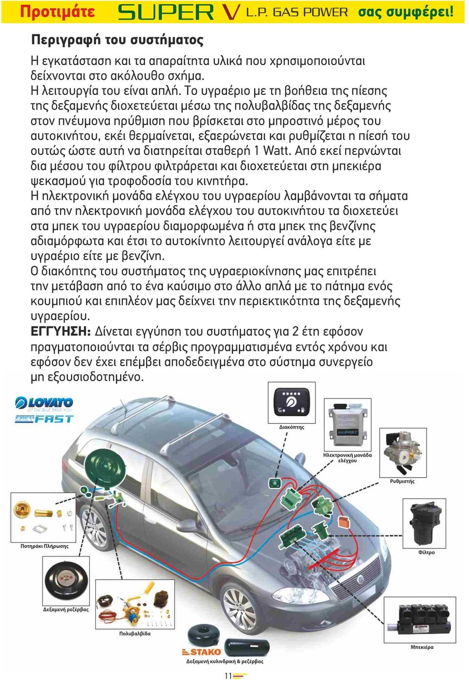 εξαερώνεται και ρυθµίζεται η πίεσή του ουτώς ώστε αυτή να διατηρείται σταθερή 1 Watt.
