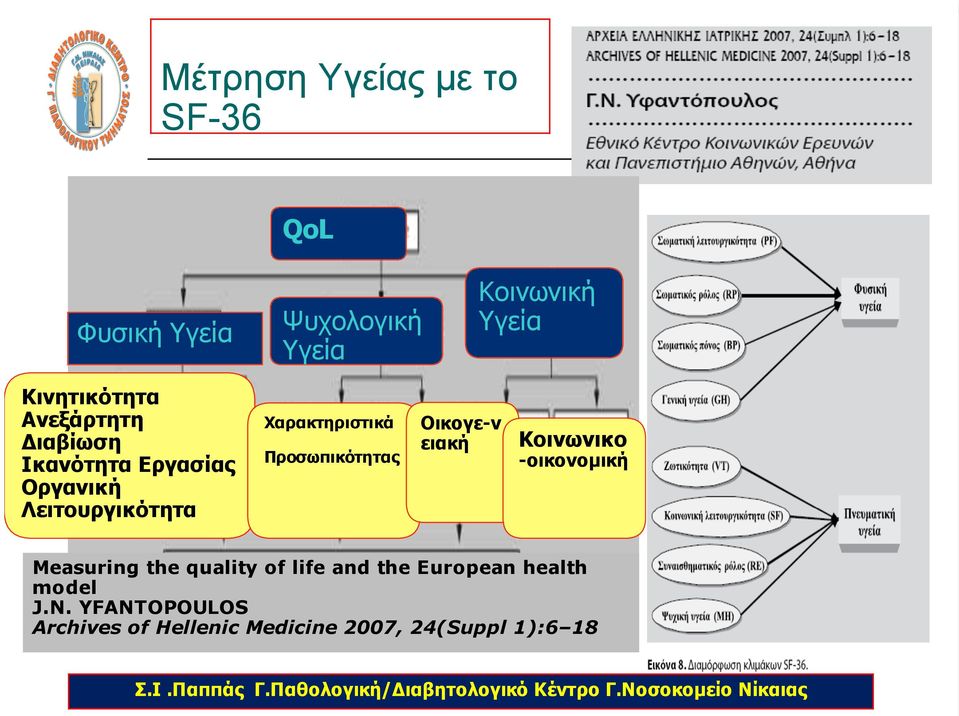 Κοινωνικο -οικονοµική Measuring the quality of life and the European health model J.N.