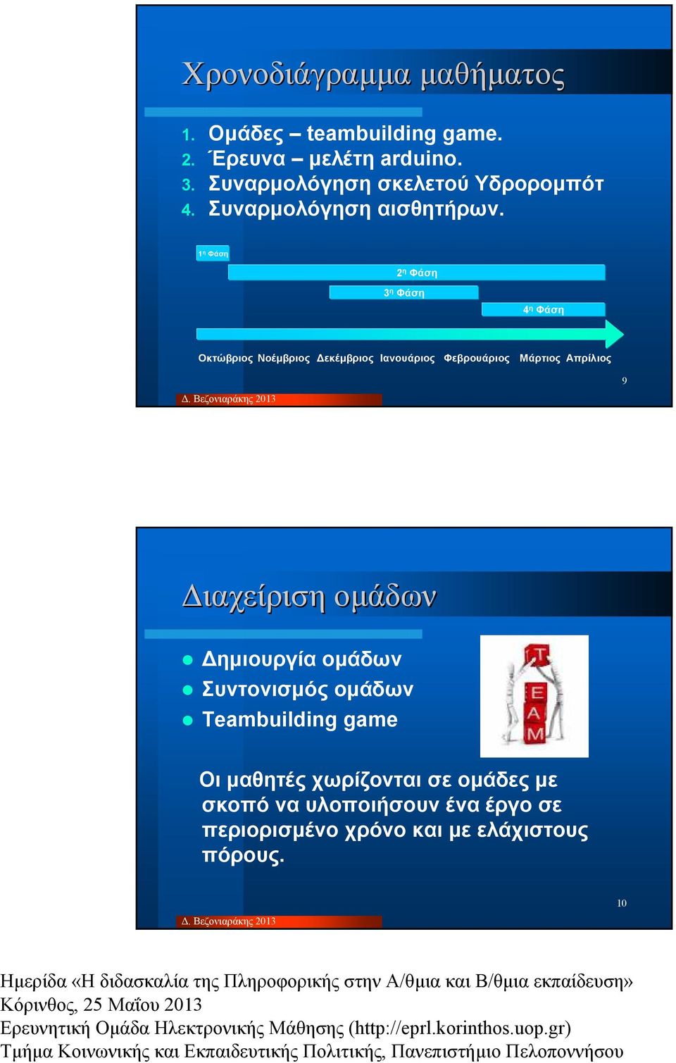 1 η Φάση 2 η Φάση 3 η Φάση 4 η Φάση Οκτώβριος Νοέµβριος εκέµβριος Ιανουάριος Φεβρουάριος Μάρτιος Απρίλιος 9