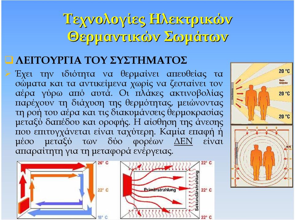 Οι λάκες ακτινοβολίας αρέχουν τη διάχυση της θερµότητας, µειώνοντας τη ροή του αέρα και τις διακυµάνσεις