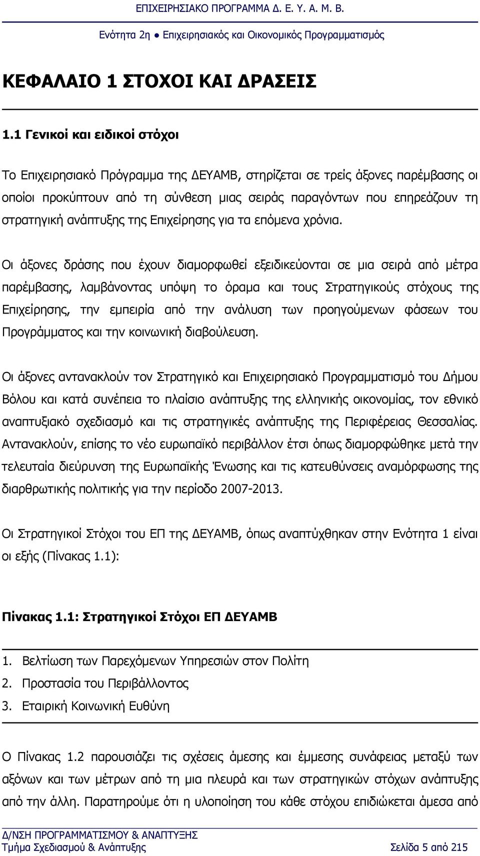 ανάπτυξης της Επιχείρησης για τα επόμενα χρόνια.