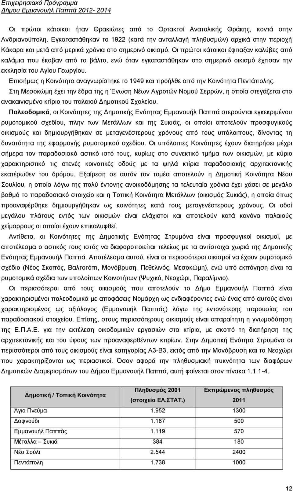 Οη πξψηνη θάηνηθνη έθηηαμαλ θαιχβεο απφ θαιάκηα πνπ έθνβαλ απφ ην βάιην, ελψ φηαλ εγθαηαζηάζεθαλ ζην ζεκεξηλφ νηθηζκφ έρηηζαλ ηελ εθθιεζία ηνπ Αγίνπ Γεσξγίνπ.