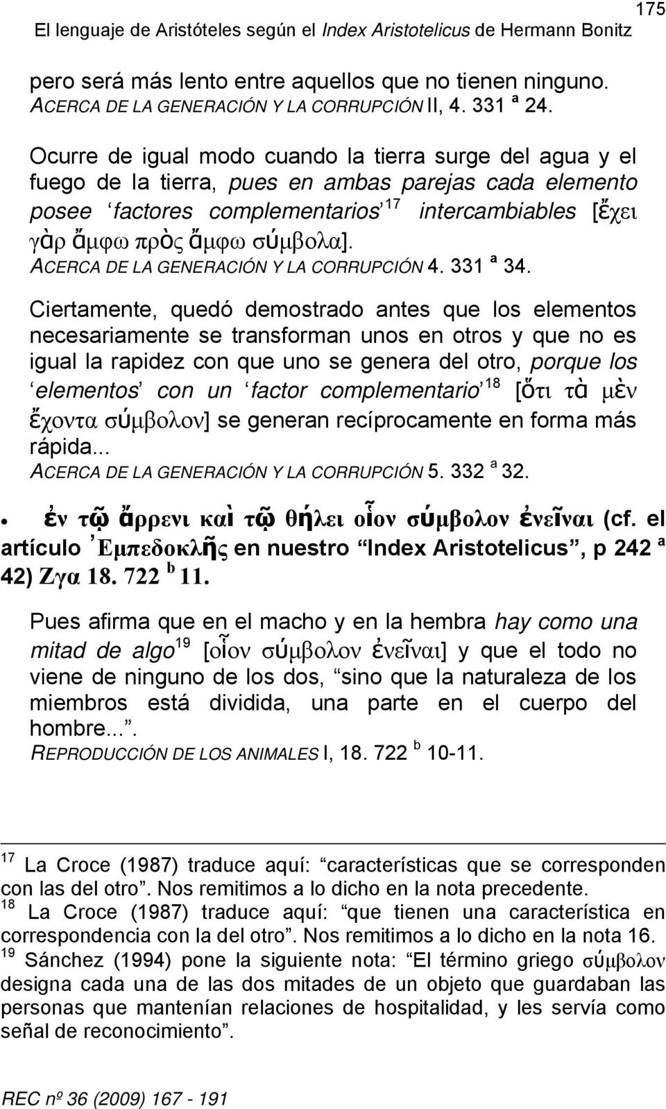 ACERCA DE LA GENERACIÓN Y LA CORRUPCIÓN 4. 331 a 34.