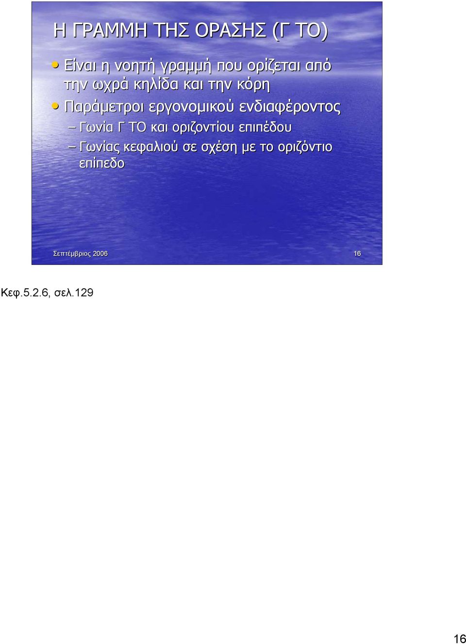 ενδιαφέροντος Γωνία Γ ΤΟ και οριζοντίου επιπέδου Γωνίας